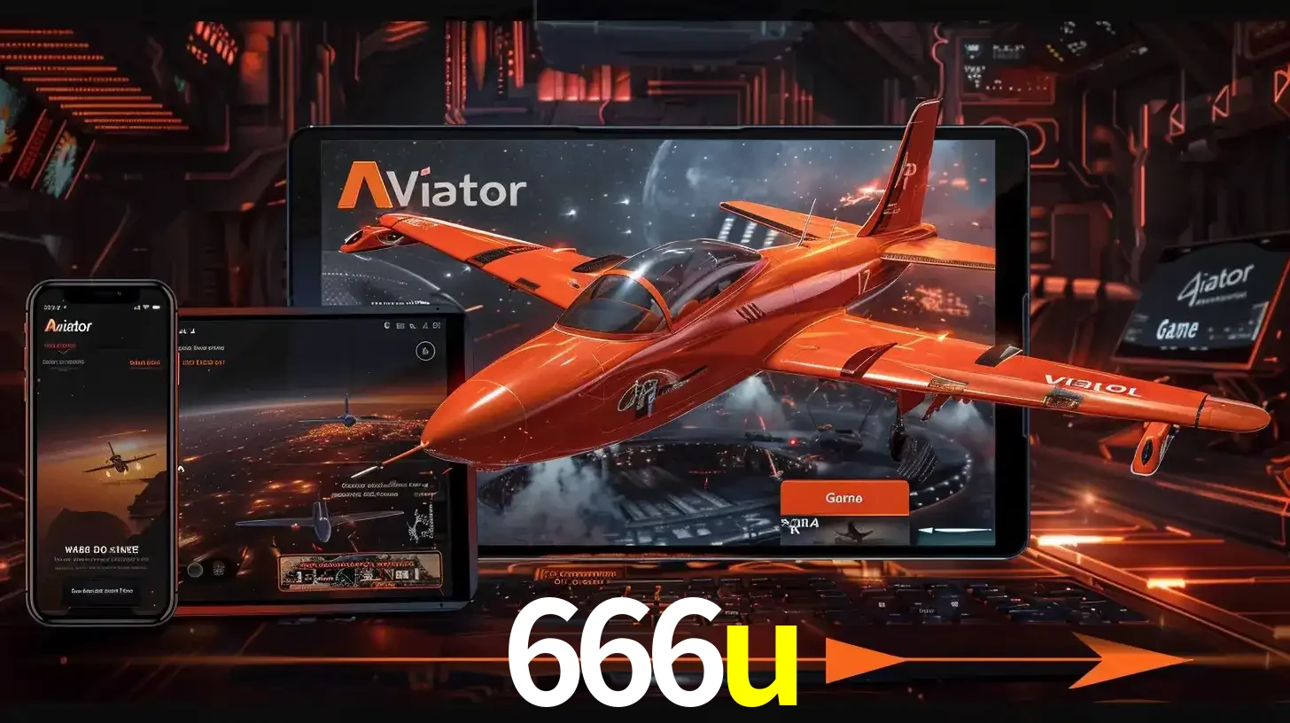 Apresentação tecnológica do jogo Aviator com um avião saindo da tela de um tablet, demonstrando a experiência imersiva em múltiplos dispositivos no 666u.