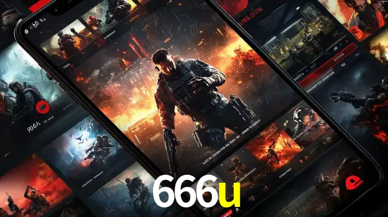 Tela de um celular exibindo uma galeria de jogos de tiro com temática militar, mostrando a variedade de e-sports disponíveis para apostas na plataforma de entretenimento 666u.