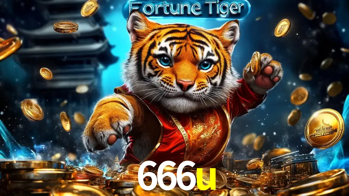 Imagem promocional do jogo de slot Fortune Tiger, com um tigre majestoso em traje tradicional cercado por uma fortuna em moedas de ouro, disponível agora no cassino 666u.